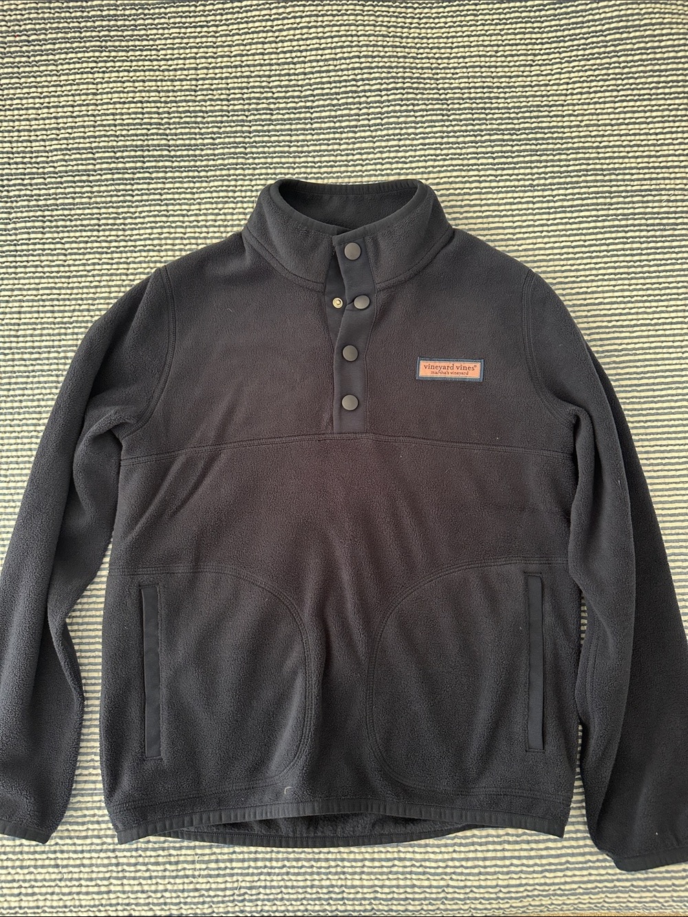 Vineyard Vines Boys Navy Harbor Fleece Quarter-snap Pullover
